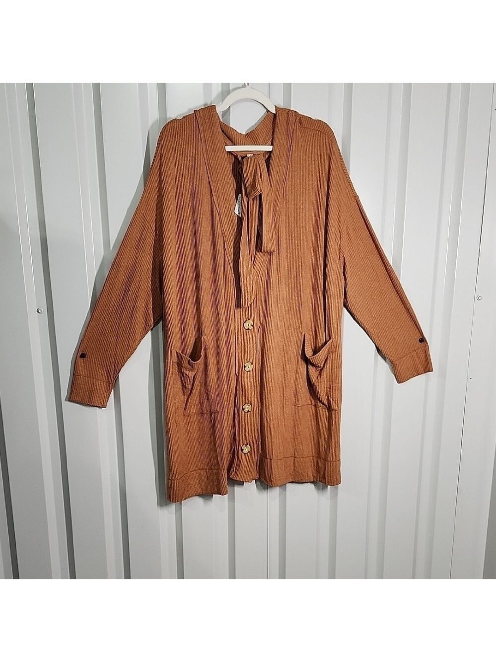 Intimately Free People Orange-Brown Cardigan Button Front Belted Size Large NWT